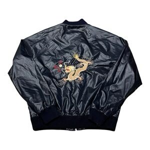 Vintage Kennington Ltd Dragon Embroidered Bomber Nylon Satin Jacket Men’s Sz L